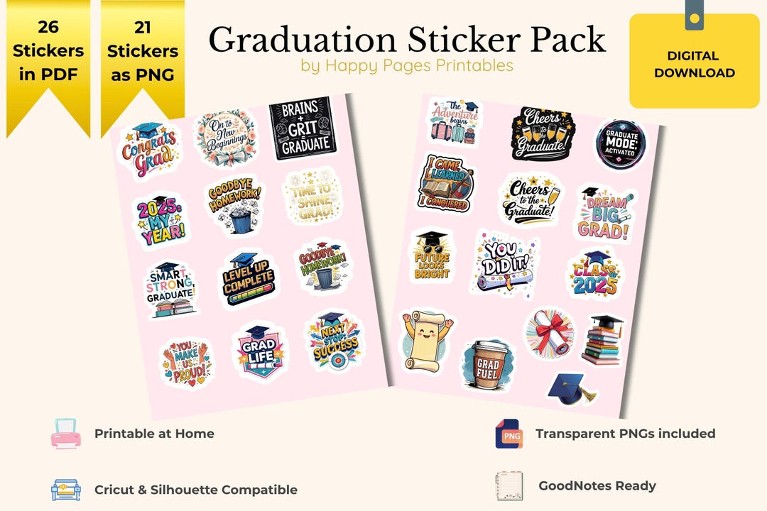 Printable Graduation Stickers, Class of 2025 Graduation Stickers ...