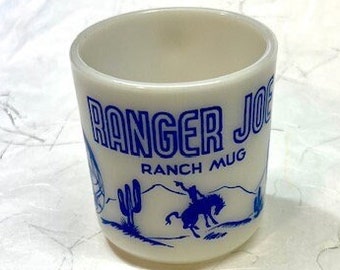 Ranger Joe 1940's mug, Made by Hazel Atlas, Promo for Wheat Honnie's cereal and Ranger Joe TV show