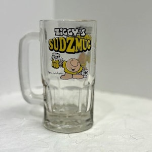 Ziggy beer mug 1979, Vintage  Sudzmug, Glass beer mug, Retro 1970&#39;s mug