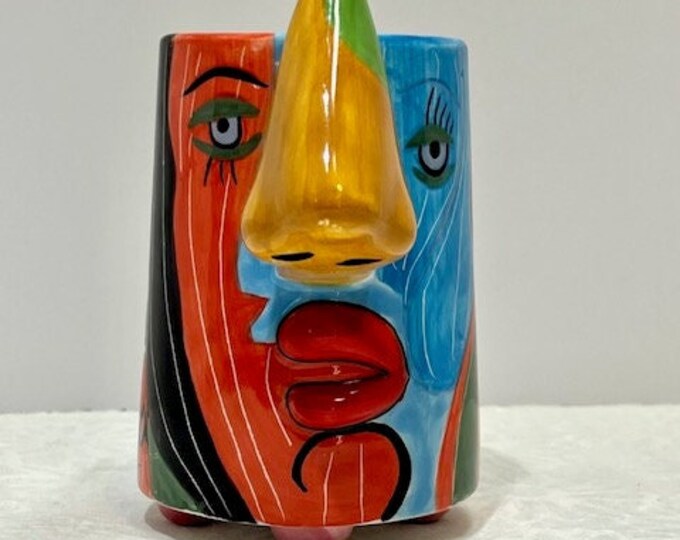 Picasso Inspired Nose, Eyeglass Holder & Pen and Pencil Cup. Ceramic Etsy