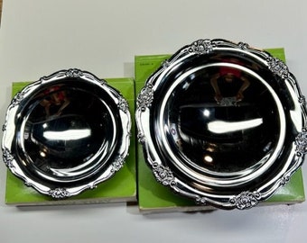 MCM Chrome Ware candy trays in original box, 7 & 9 inches,Never stains, New old stock, Made in Japan