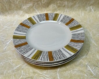 Midwinter Marquis of Queensbury salad plates, Set of 4, Staffordshire England, Sienna pattern