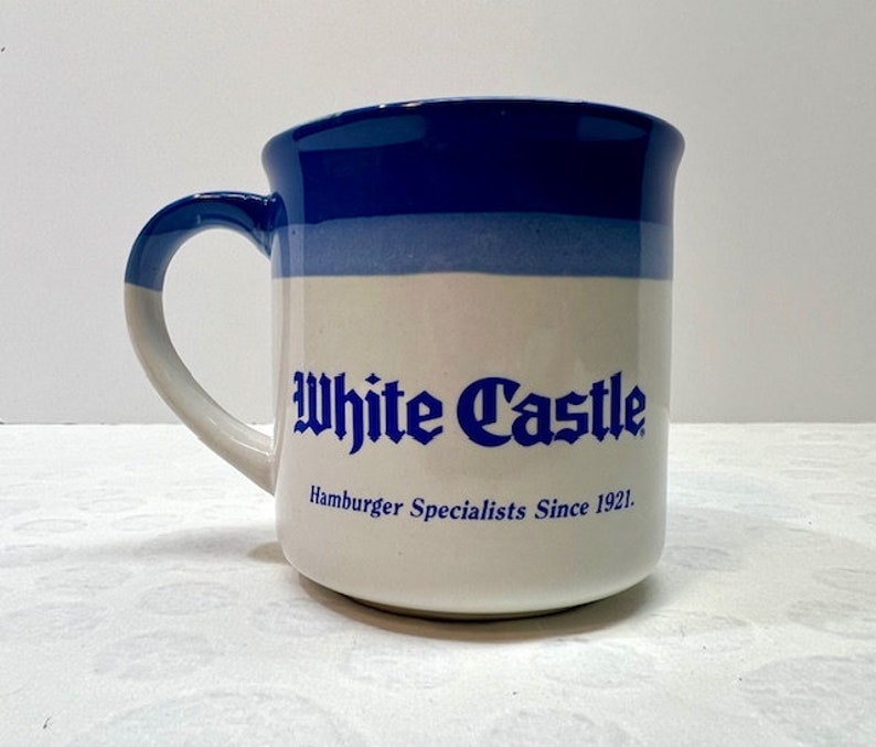Vintage White Castle Coffee Mug Blue and White Ceramic Etsy