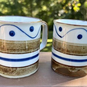 1970's Asahi Stoneware Coffee Mug Set. Metal Mug Rack Comes With Mugs ...