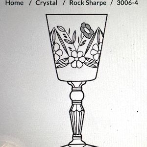 8 MCM Rock Sharpe Champagne/ Tall Sherbet glasses, pattern 3006-4, Blown etched glass and floral stem
