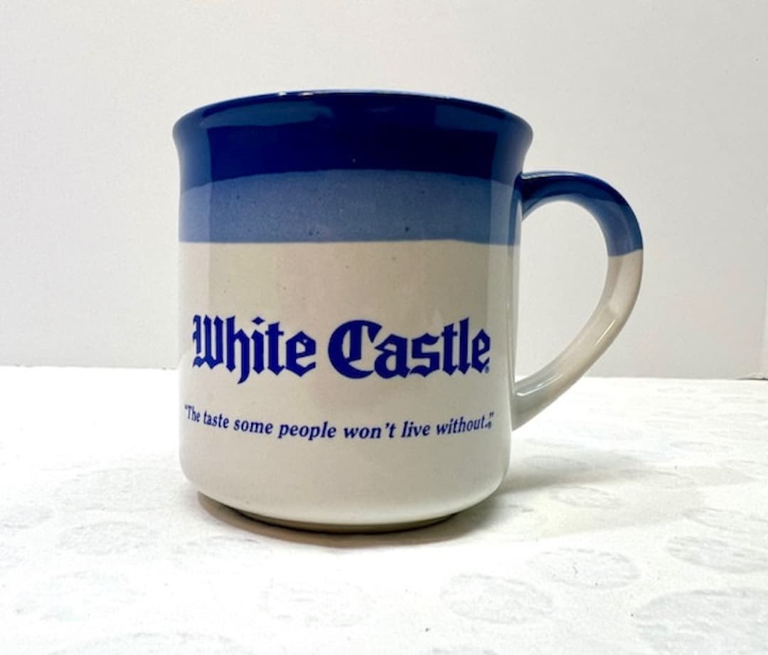Vintage White Castle Coffee Mug Blue and White Ceramic Etsy