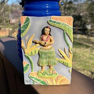 3D Hula girl wall art by P. Brent, Resin, Marked Aloha, Wall hanging, Hawaiian souvenir