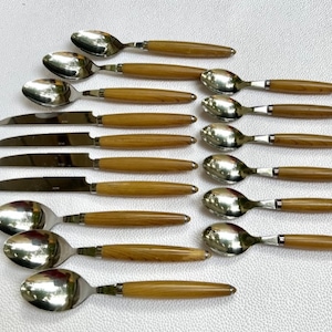 Eme Inox cutlery set, 16 piece, faux woodlike handle, Stainless steel,