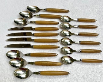 Eme Inox cutlery set, 16 piece, faux woodlike handle, Stainless steel,