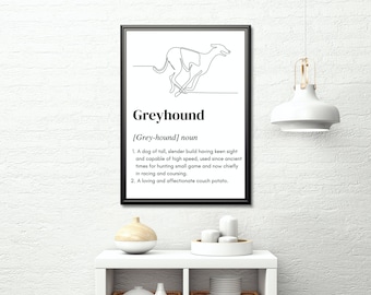 Greyhound Line Art, greyhound definition wall art, greyhound wall art, greyhound digital download, greyhound printable wall art