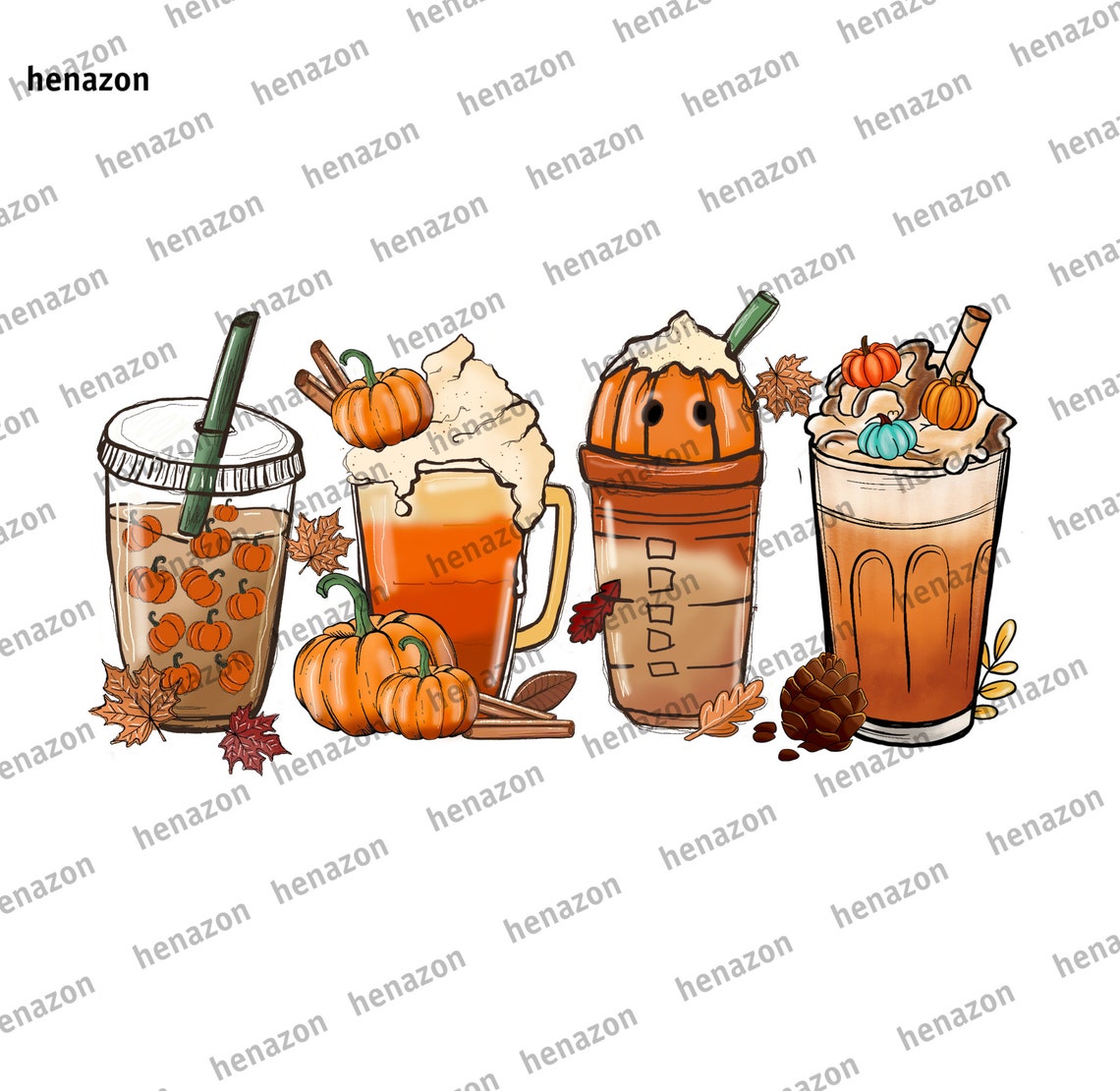 Fall Coffee PNG Pumpkin Spice Latte Iced Warm Cozy Autumn Orange ...