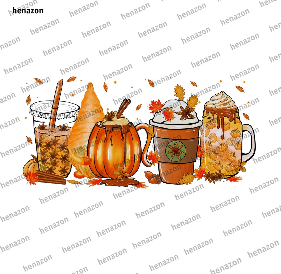 Fall Coffee PNG Pumpkin Spice Latte Iced Warm Cozy Autumn Orange ...