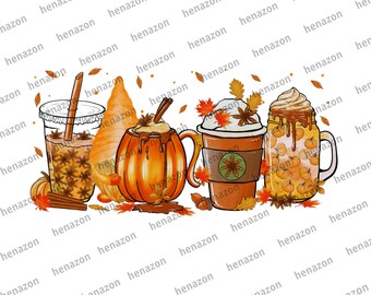 Fall Coffee PNG Pumpkin Spice Latte Iced Warm Cozy Autumn Orange ...