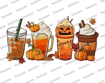 Fall Coffee PNG Pumpkin Spice Latte Iced Warm Cozy Autumn Orange ...