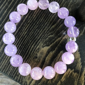 Amethyst, Lavender with 0.925 Silver Spacers Bracelet; 10 mm, size 7 1/4 inch or 18.5 cm (91)
