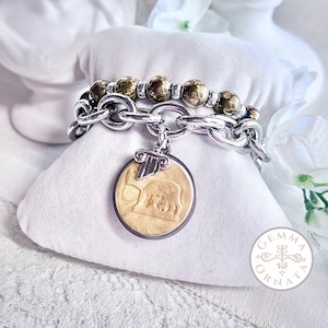 Romulus & Remus Capitoline Wolf Pendant Bracelet Set, SPQR Charm, Roman Seal Jewelry from Rome Gift From Italy Travel Souvenir, Ancient Rome