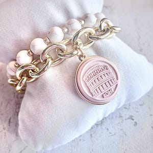Roman Colosseum Pendant Bracelet Set from Rome Travel Gift from Italy Souvenir, Italian Jewelry from Rome, Italian Gift from Italy Inspired