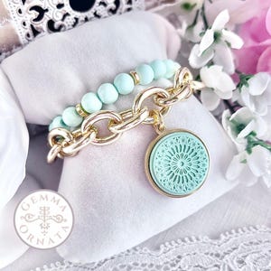 Florence Duomo Rose Window Charm Bracelet Set, Italian Vacation Jewelry, Florence Italy Bracelet Rose Window Pendant Italian Charm Bracelet