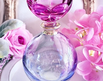 Vintage Italian Royal Limited Crystal Perfume Bottle | Made in Italy | Hand-Painted 24k Gold Stopper | Gemma Ornata Pendant Gift Set