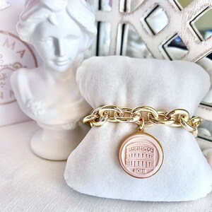 Roman Colosseum Gold Charm Bracelet from Rome Travel Gift from Italy Souvenir, Italian Jewelry from Rome, Italian Gift from Italy Inspired