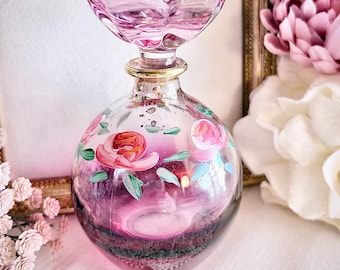 Klasyczny włoski flakon na perfumy Royal Limited Crystal | Wyprodukowano we Włoszech | Ręcznie malowane kwiaty z korkiem kwiatowym | Prezent od Gemmy Ornata