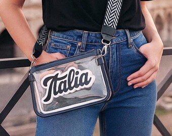 Italien Crossbody Reisetasche, klare Stadiontasche für Europa-Reisen, italienische Touring-Geldbeutel, italienische Urlaubs-Reise-Accessoires Geschenk für Sie