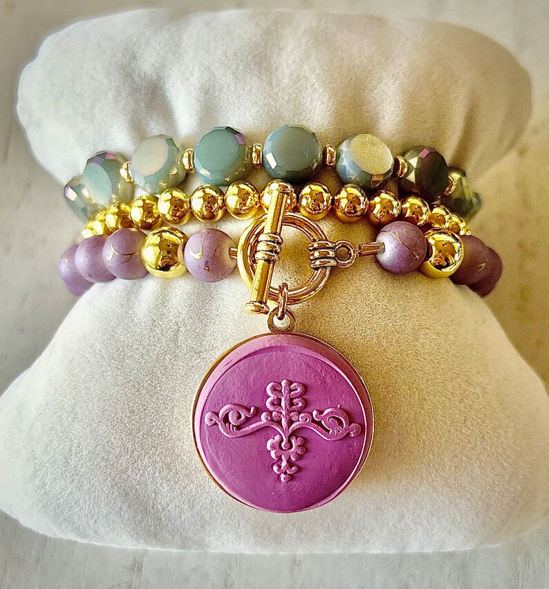 Pompeii VETTII Fresco Art Charm Bracelet Stack, Gift for Italy Lover