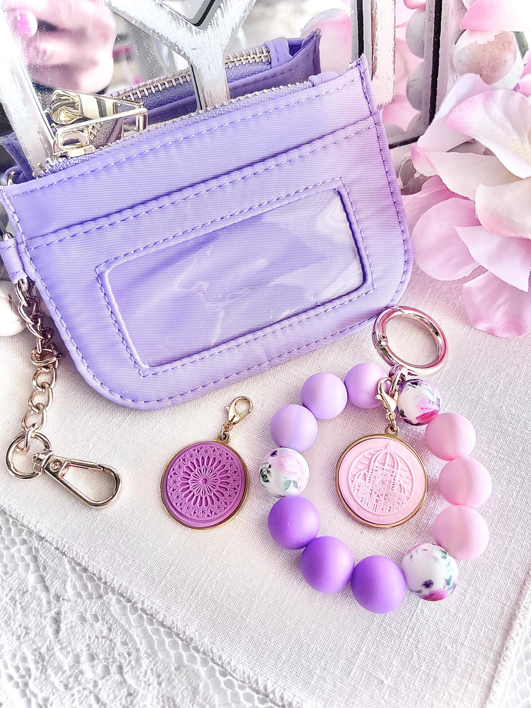 Florence Italy Beaded Keychain & Cardholder Gift Set w/ Duomo Charm and Rose Window Charm, Customizeable Italian Gift, Silicon Bead Wristlet