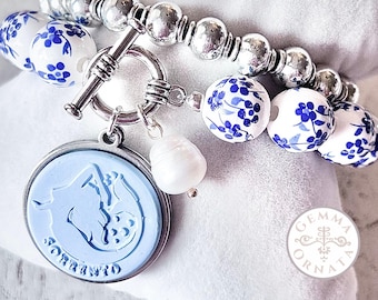 Sorrento Mermaid Bracelet Set, Italian Vacation Souvenir, Siren of Sorrento Pendant, Sorrento Italy Jewelry Charm Bracelet Gift from Italy