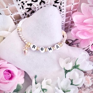 Italienskt Roma Rom Minimalistisk Charm Pärlarmband, Italiensk Pride Smycke Gåva, Guld Amforahänge, Italienska Ordsmycken, Italiensk Sommar