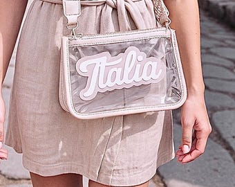Italien Crossbody Reisetasche, klare Stadiontasche für Europa-Reisen, italienische Touring-Geldbeutel, italienische Urlaubs-Reise-Accessoires Geschenk für Sie