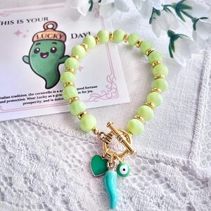 Lucky Italian Cornicello Charm Bracelet, Italian Good Luck Charm Meaningful Gift for Her, Italian Pride Jewelry, Good Fortune Friend Gift