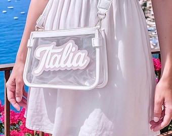 Italien Crossbody Reisetasche, klare Stadiontasche für Europa-Reisen, italienische Touring-Geldbeutel, italienische Urlaubs-Reise-Accessoires Geschenk für Sie
