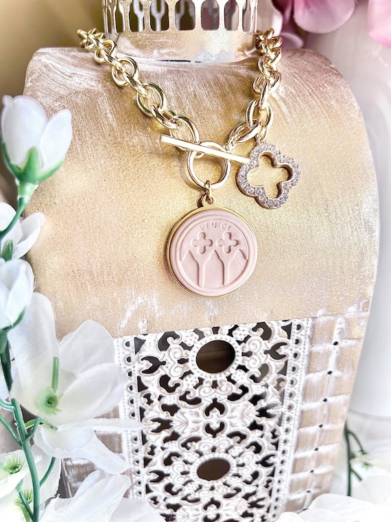 Venice Necklace, Venice Palazzo Ducale, Venetian Clover Pendant