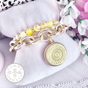 Florence Duomo Rose Window Charm Bracelet Set, Italian Vacation Jewelry, Florence Italy Bracelet Rose Window Pendant Italian Charm Bracelet