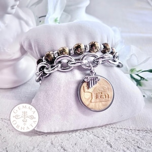 Romulus & Remus Capitoline Wolf Pendant Bracelet Set, SPQR Charm, Roman Seal Jewelry from Rome Gift From Italy Travel Souvenir, Ancient Rome