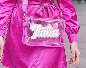 Italien Crossbody Reisetasche, klare Stadiontasche für Europa-Reisen, italienische Touring-Geldbeutel, italienische Urlaubs-Reise-Accessoires Geschenk für Sie