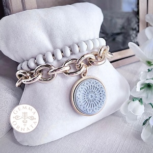 Florence Duomo Rose Window Charm Bracelet Set, Italian Vacation Jewelry, Florence Italy Bracelet Rose Window Pendant Italian Charm Bracelet