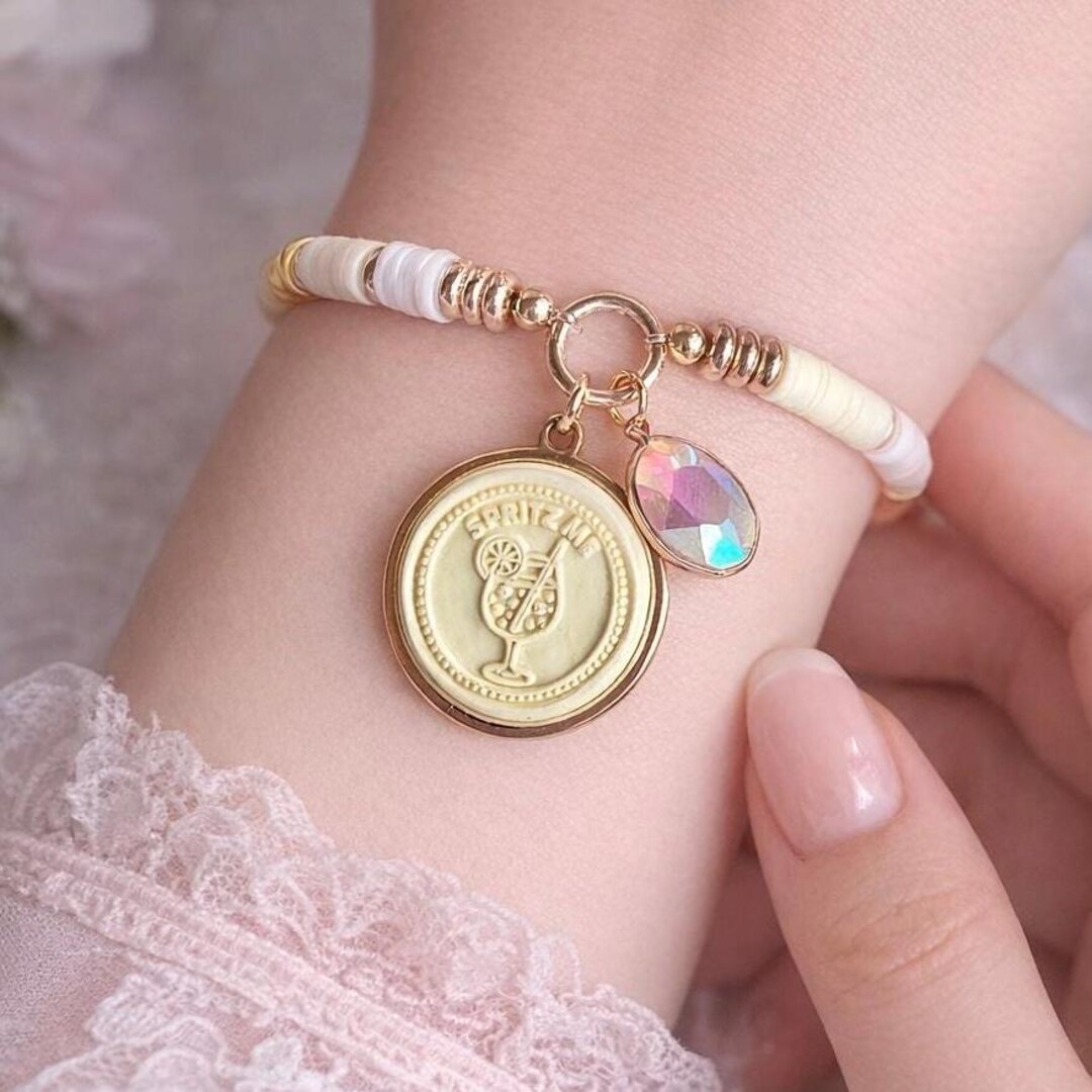 Spritz Me Aperol Spritz Charm Bracelet | Handmade Pendant | Clay
