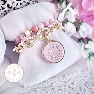 Florence Duomo Rose Window Charm Bracelet Set, Italian Vacation Jewelry, Florence Italy Bracelet Rose Window Pendant Italian Charm Bracelet