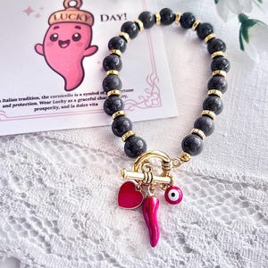 Lucky Italian Cornicello Charm Bracelet, Italian Good Luck Charm Meaningful Gift for Her, Italian Pride Jewelry, Good Fortune Friend Gift