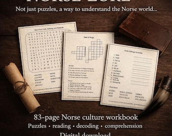 Norse Puzzle Workbook, Viking Activity Book, Interactive Learning (Digital Download)
