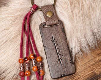 Hand-Burned Bind Rune Keychain | Norse Travel Talisman