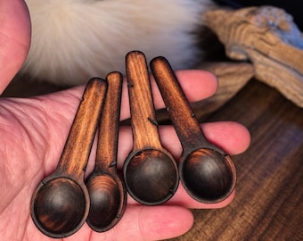 Norse Ritual Spoon Set | Younger Futhark | Protection Prosperity Courage Wisdom | Hand-Burned Wood