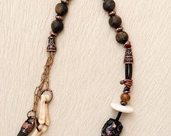 Volcanic Stone Altar Charm Collection | Dragon, Bone and Crystal Ritual Decor | Handmade Pagan Artifact