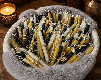 Hand-Rolled Beeswax Ritual Candles | Set of 3 | Chime Style Spell Candles | Altar Candles | Handmade Beeswax Candles