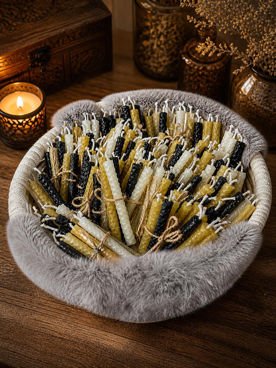 Hand-rolled Beeswax Ritual Candles | Set of 3 Chime Spell Altar Candles ...