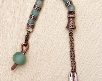Sea Glass Altar Charm | Norse Inspired Ritual Decor, Aged Copper Details