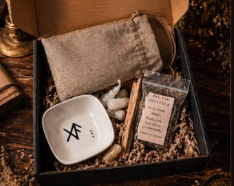 Kit de Ofrendas Ancestrales para Protección y Prosperidad / Conjunto de Rituales Nórdicos / Plato de Runas para Atar / Veneración Ancestral / Kit de Ofrendas Espirituales