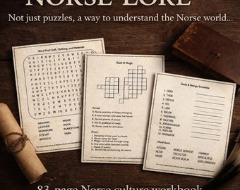 Norse Culture Workbook for Adults | Viking Puzzle Book | Pagan Learning